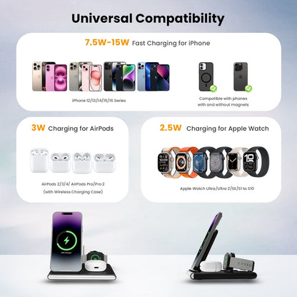 PowerGlow - Jabees PowerGlow 4-In-1 Foldable Wireless Charging Station with LED Night Light DC-Jabees