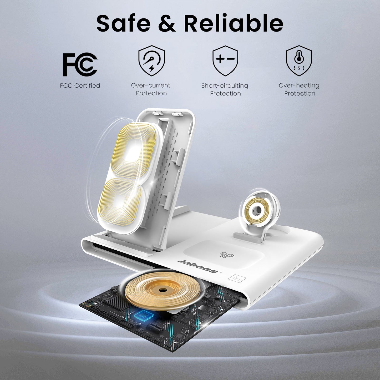 PowerGlow - Jabees PowerGlow 4-In-1 Foldable Wireless Charging Station with LED Night Light DC-Jabees