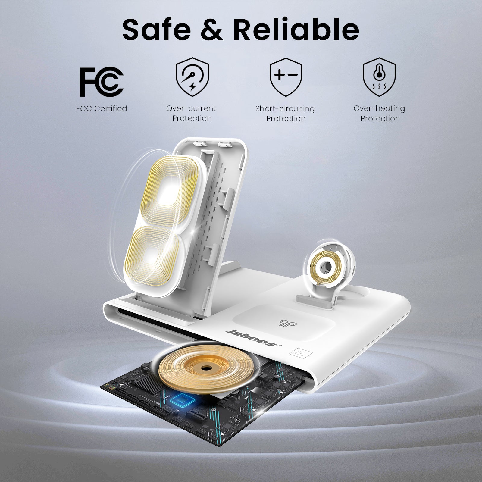 PowerGlow - Jabees PowerGlow 4-In-1 Foldable Wireless Charging Station with LED Night Light DC-Jabees