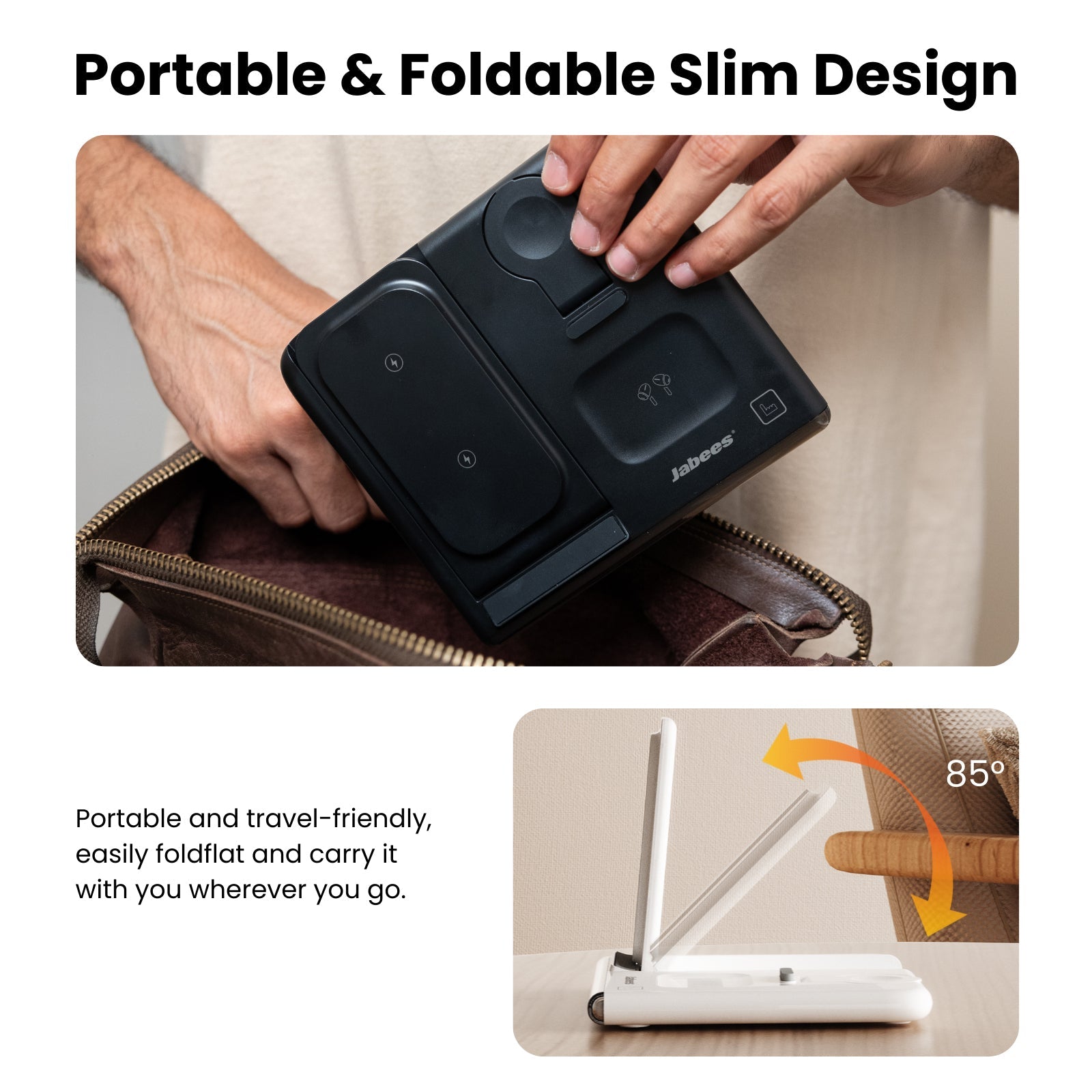 PowerGlow - Jabees PowerGlow 4-In-1 Foldable Wireless Charging Station with LED Night Light DC-Jabees