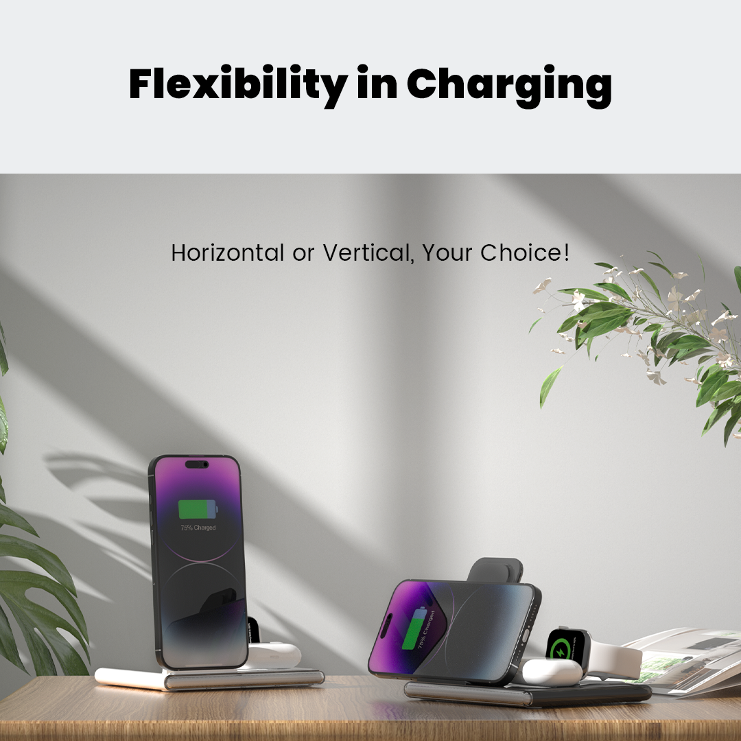 PowerGlow - Jabees PowerGlow 4-In-1 Foldable Wireless Charging Station with LED Night Light DC-Jabees