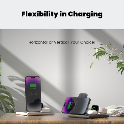 PowerGlow - Jabees PowerGlow 4-In-1 Foldable Wireless Charging Station with LED Night Light DC-Jabees