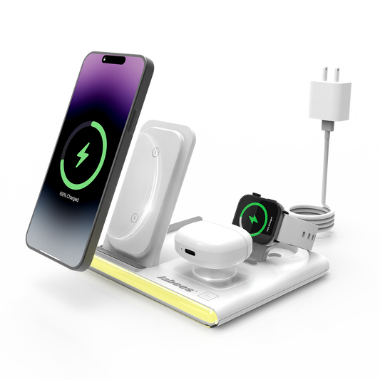 PowerGlow - Jabees PowerGlow 4-In-1 Foldable Wireless Charging Station with LED Night Light DC-Jabees